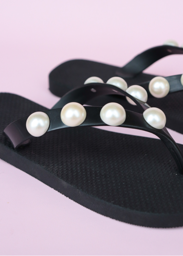 Flip Flops Pearls Negro