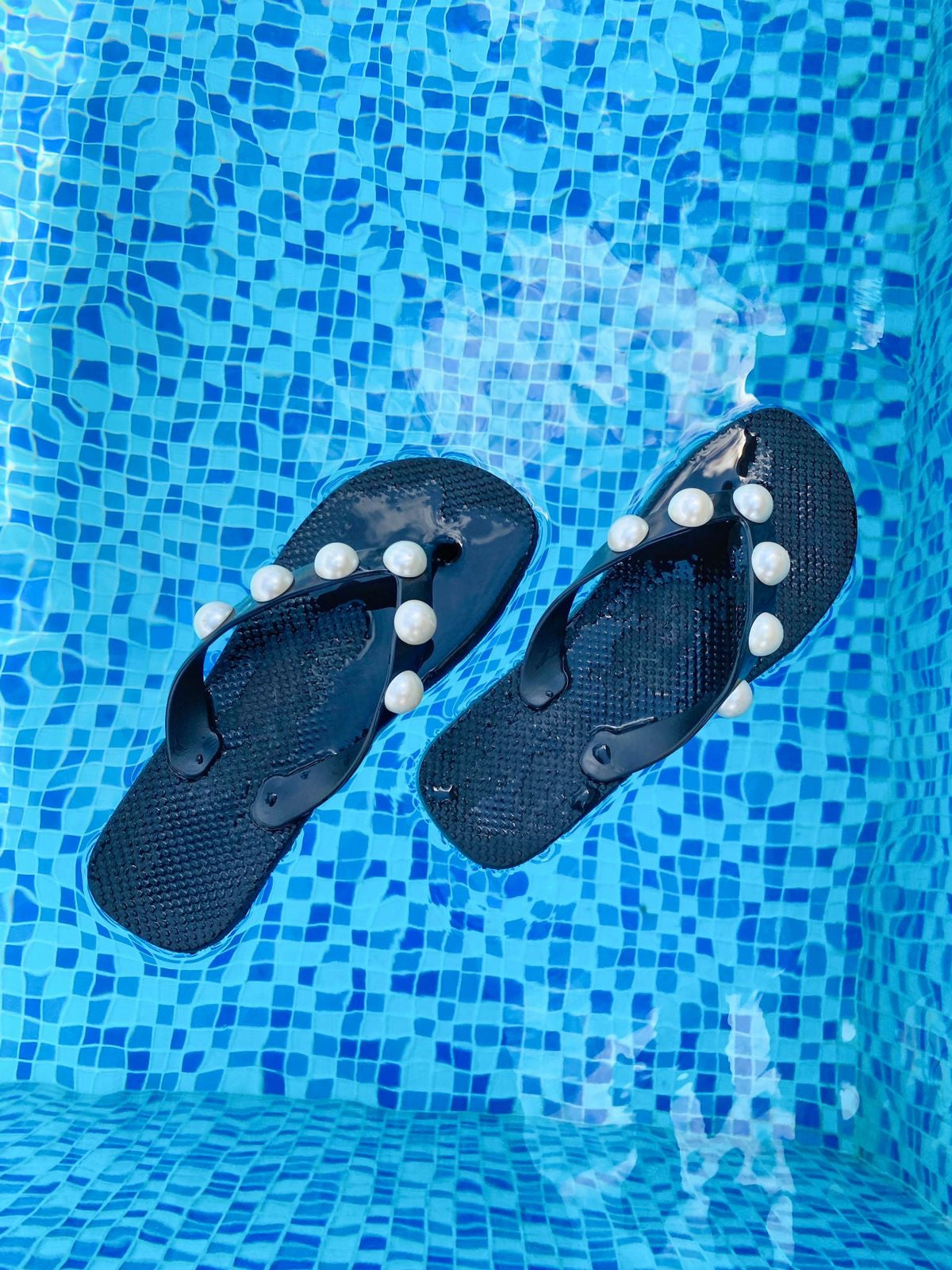 Flip Flops Pearls Negro